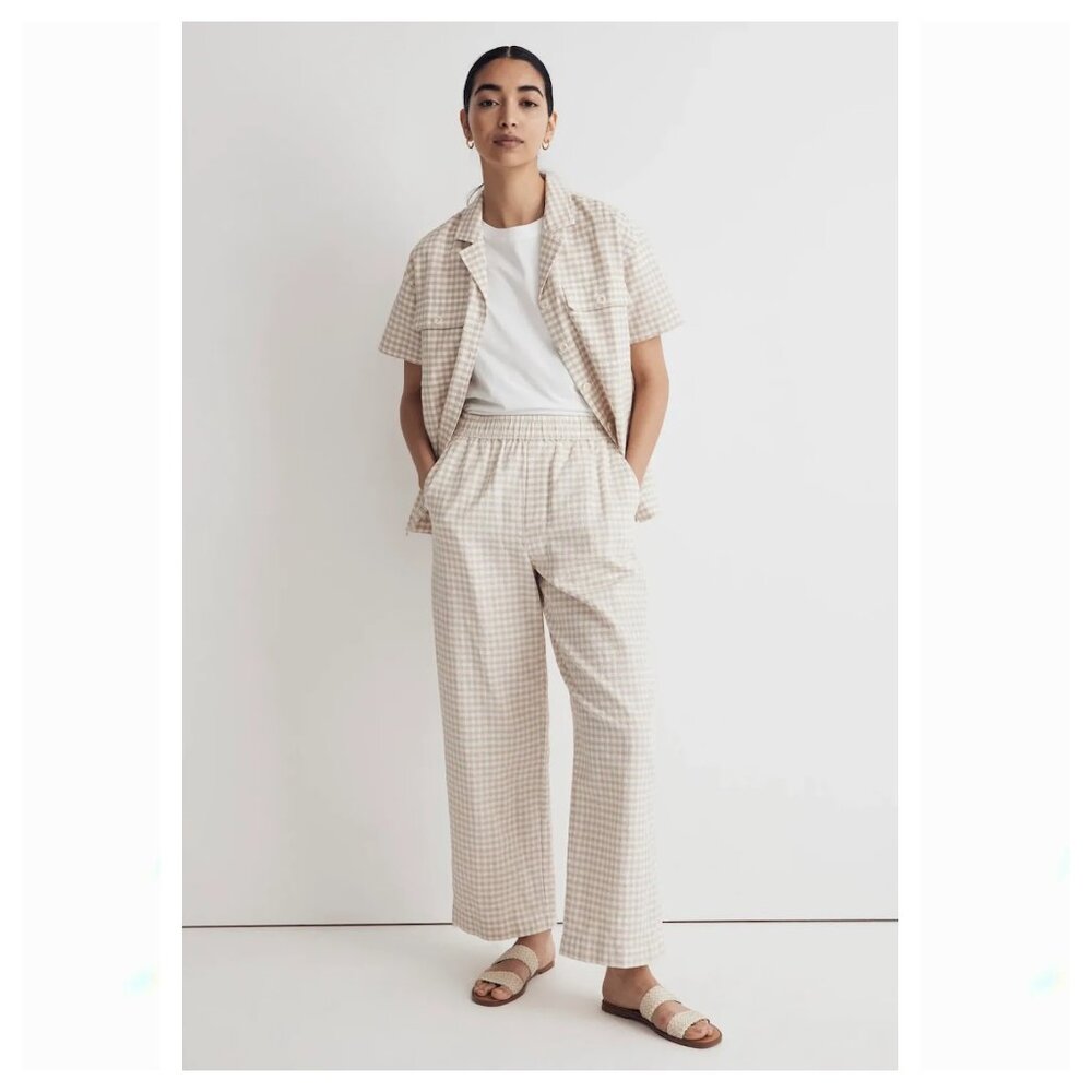 MADEWELL The Untailored Wide-Leg Pant and‎ Top Set in Gingham Lightspun